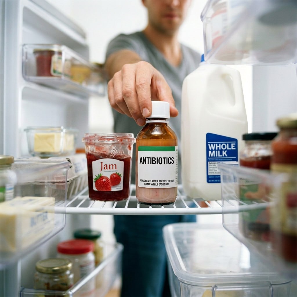 Refrigerator with medications requiring proper temperature storage