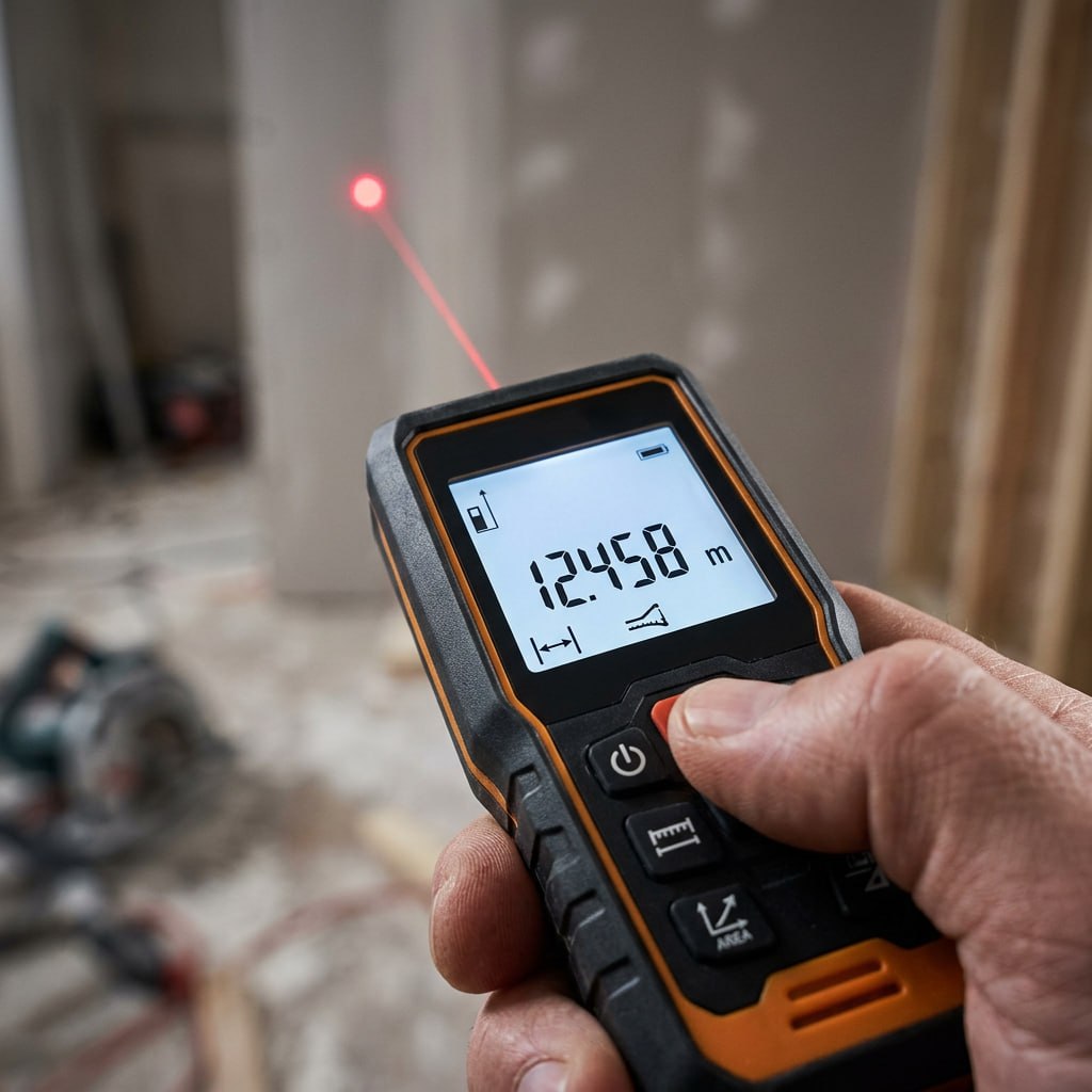 Laser measurer showing area mode