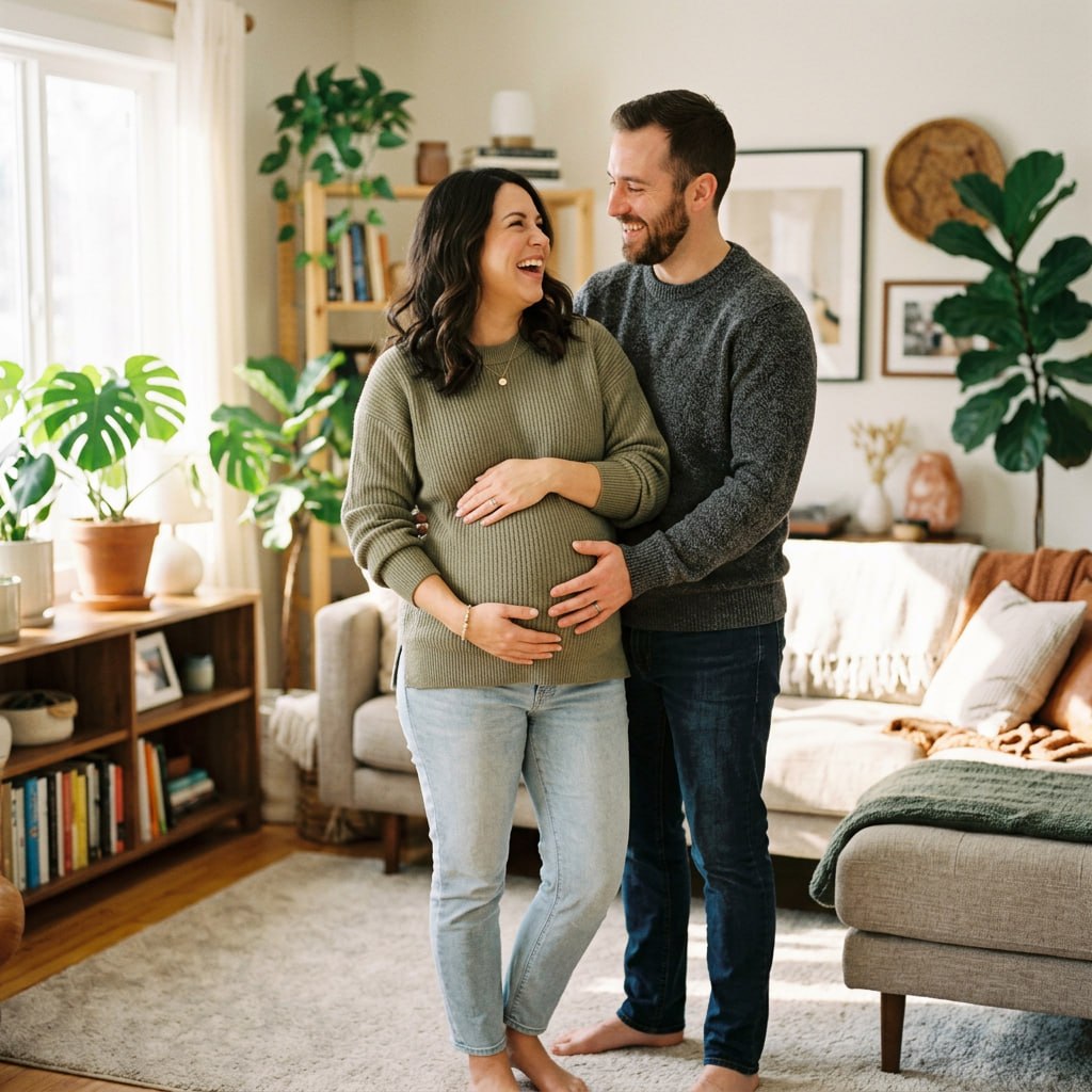 Happy couple expecting baby