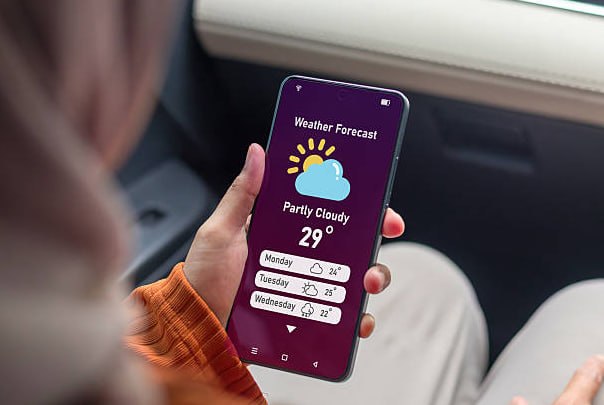 Weather app showing temperature in Celsius