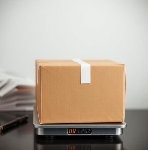 Package on digital scale for shipping